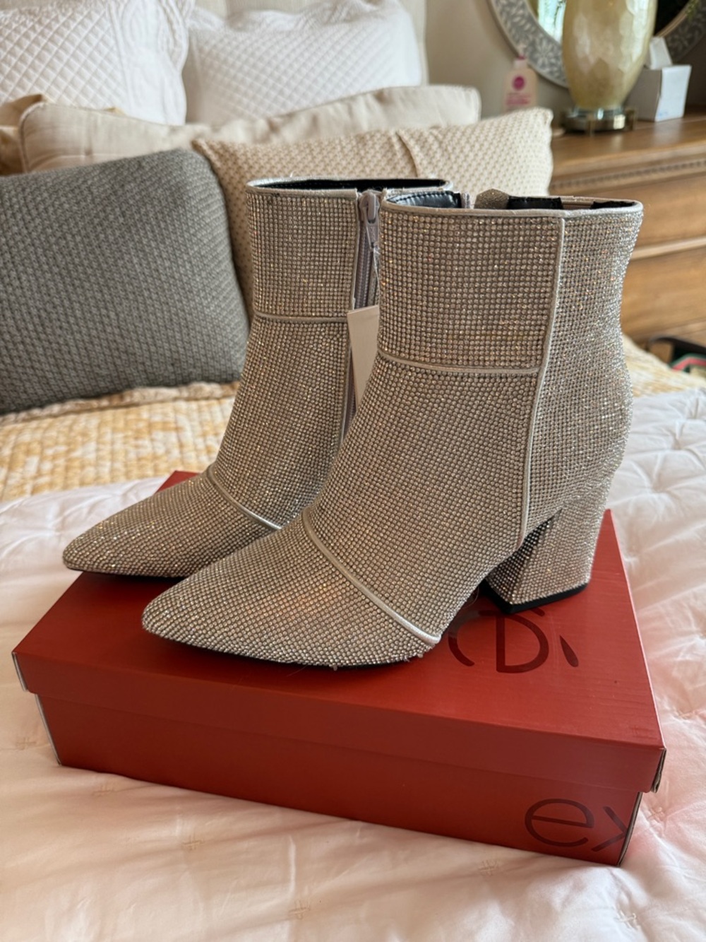 Target Embellished Ankle Boots in Silver - Women's Fashion Booties